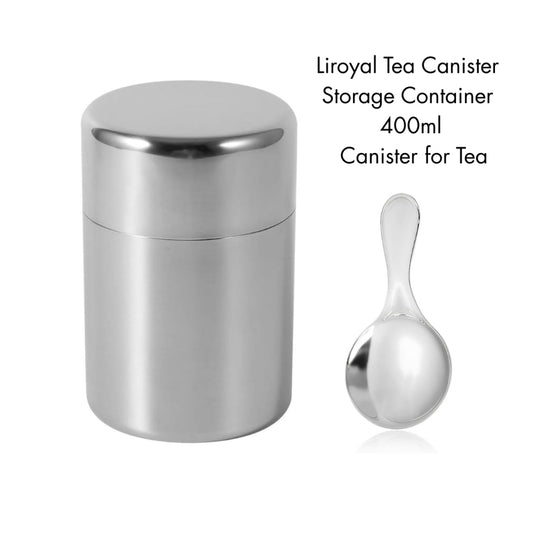 Liroyal Tea Canister Storage Container 400ml Canister for Tea, Coffee, and Black Tea, Stainless Steel, Good Sealing, Lig
