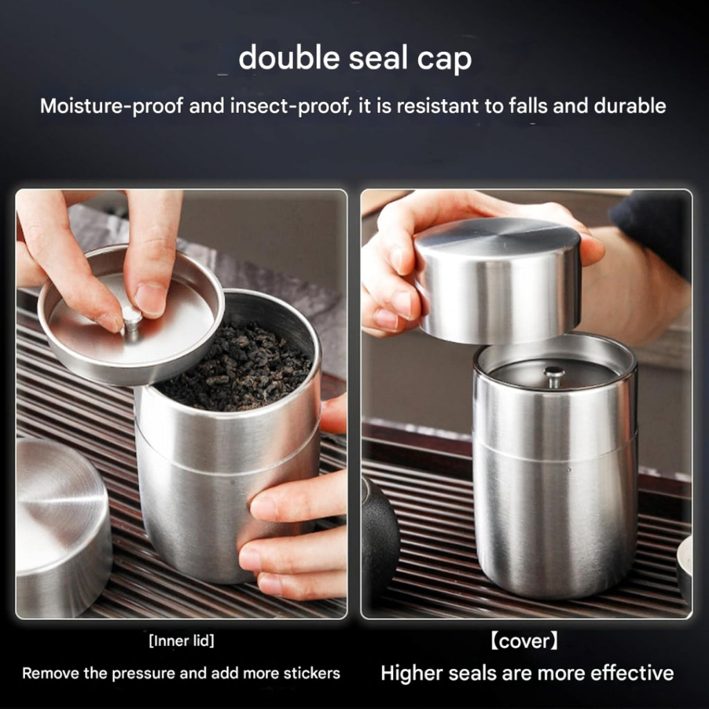 Liroyal Tea Canister Storage Container 400ml Canister for Tea, Coffee, and Black Tea, Stainless Steel, Good Sealing, Light Blocking, Preserves Freshness, Dishwasher Safe, Gift