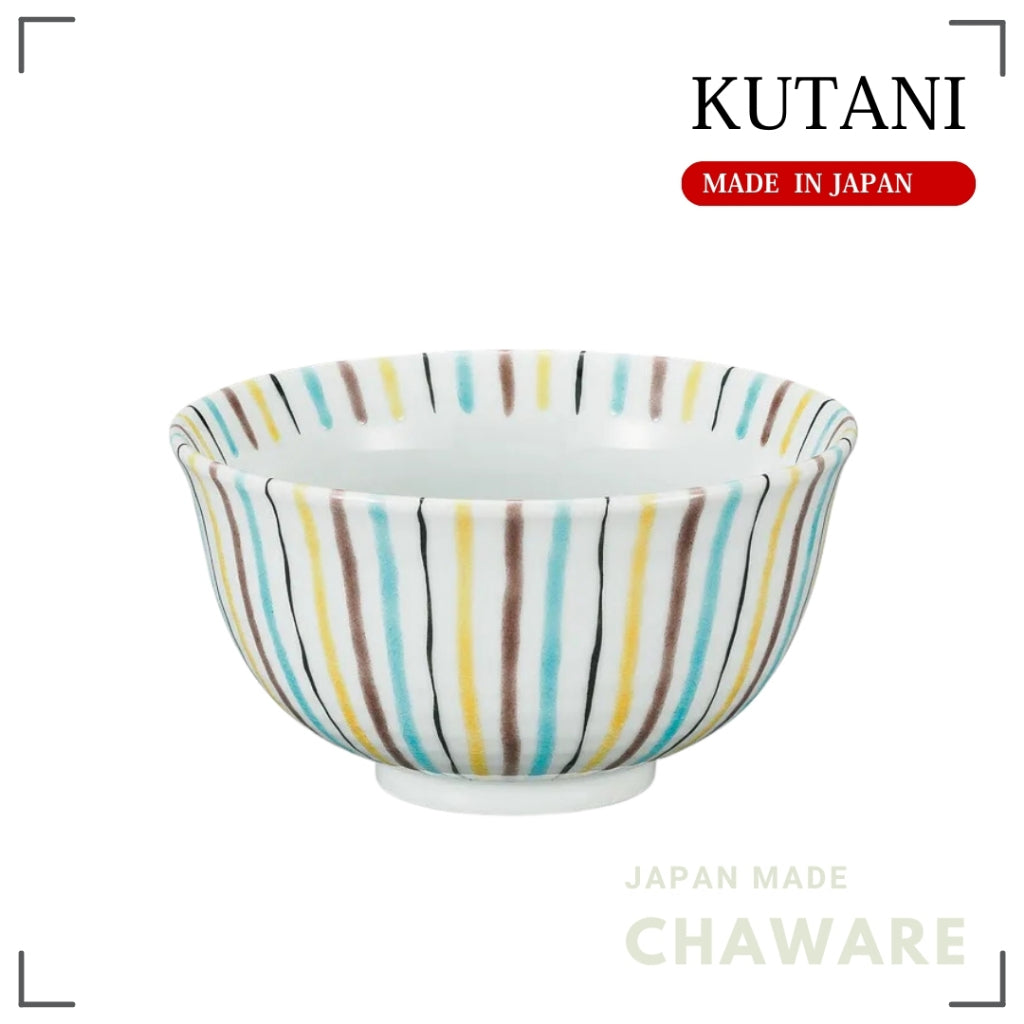 Kutani Ware 5-inch Bowl Tokusa Stripe Pattern | Made in Japan