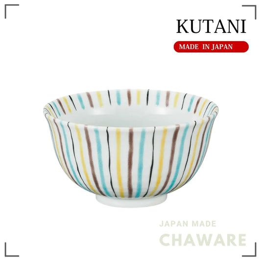 Kutani Ware 5-inch Bowl Tokusa Stripe Pattern | Made in Japan
