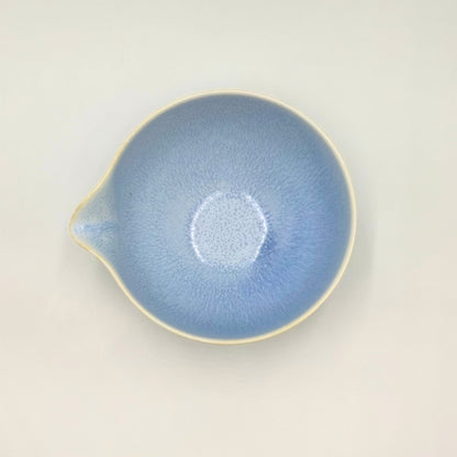 Japanese Mino Ware Blue Crystal Katakuchi Matcha Bowl Handcrafted Ceramic Tea Ceremony
