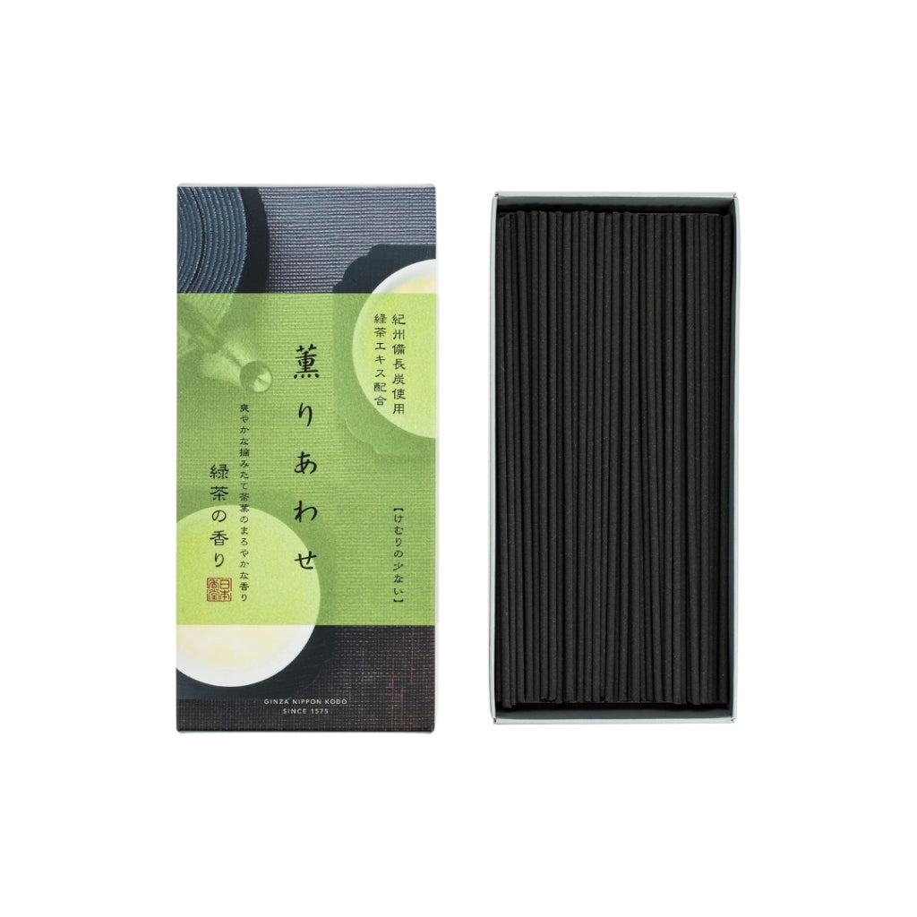 Japanese Incense Sticks - Green Tea and Coffee Scents, 140mm Length, 90g Content, Aromatic Blends