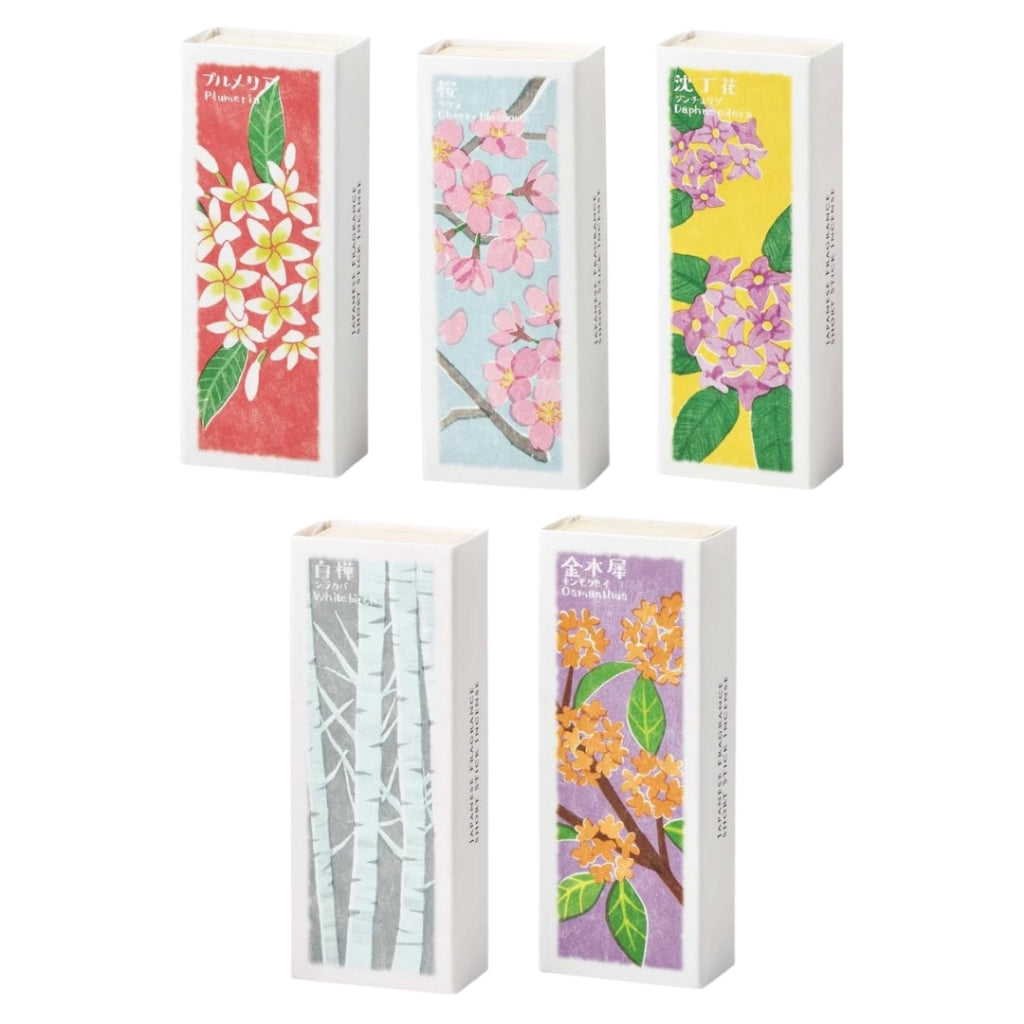 Aromatic Incense: Convey Your Heart with Flowers - Kyoto Kozaido (Bergamot, Cyclamen, Jasmine, Stock, Plumeria, Cherry Blossom, Daphne, Birch, Osmanthus)