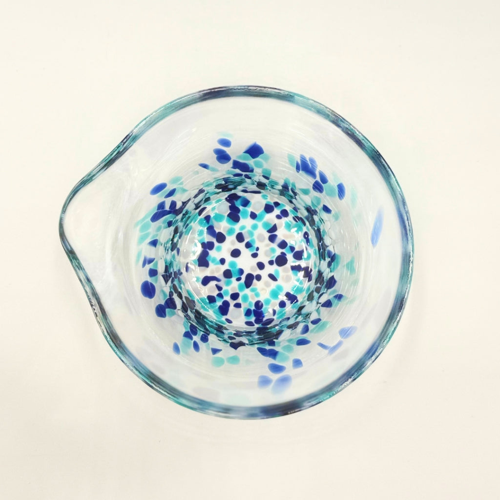 Matsugaoka Glass Katakuchi Matcha Bowl (Umi), Handmade in Japan, 380cc, Tea Ceremony