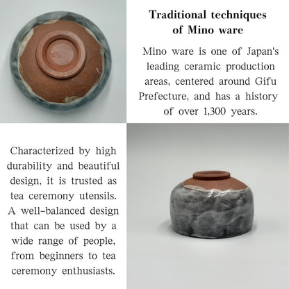 Matcha Bowl Made in Japan – Sumi Shino Tataki Chawan – Mino Ware Japanese Tea Bowl Ceramics