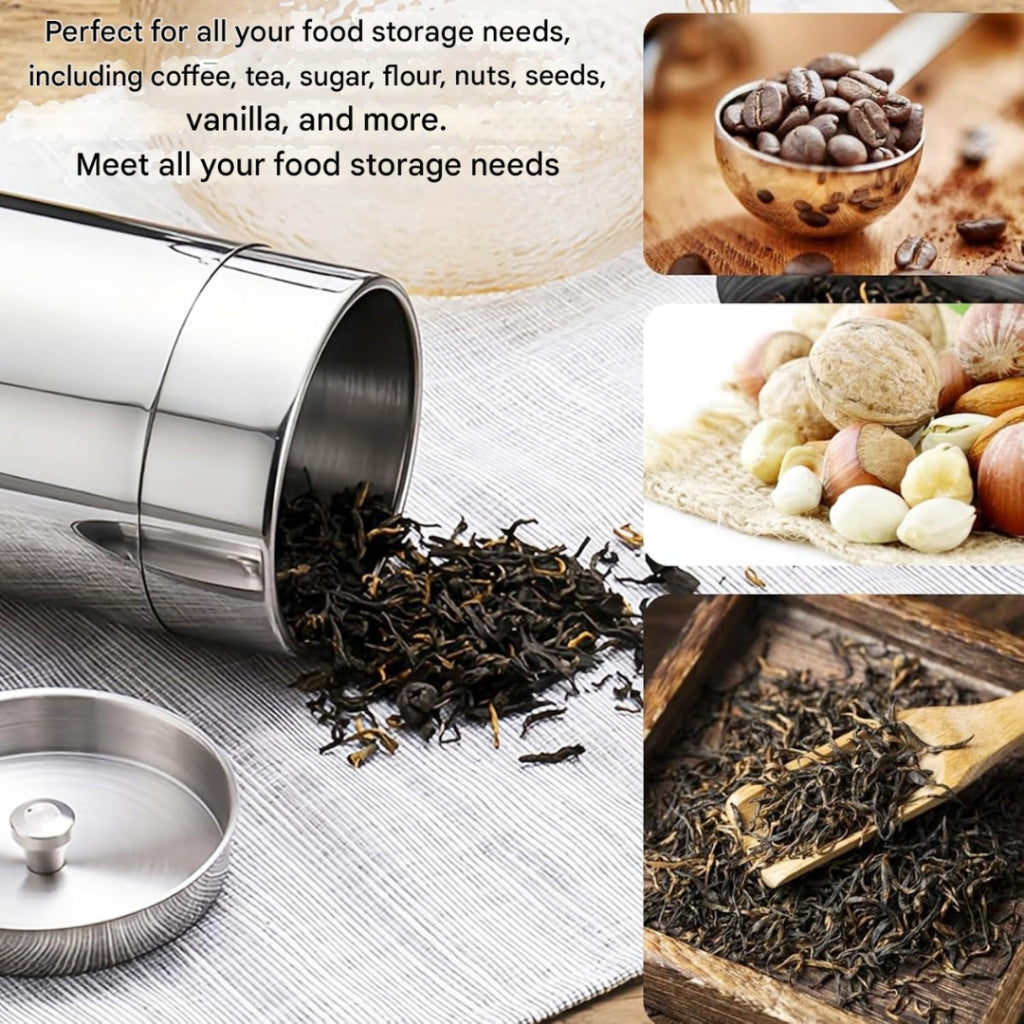 Liroyal Tea Canister Storage Container 400ml Canister for Tea, Coffee, and Black Tea, Stainless Steel, Good Sealing, Light Blocking, Preserves Freshness, Dishwasher Safe, Gift