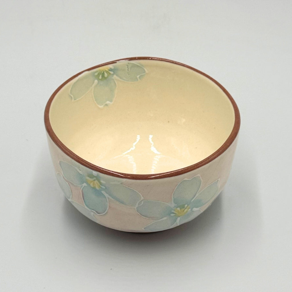 Japanese Matcha Bowl Blue Sakura Mino Ware Handcrafted Chawan Tea Ceremony Made in Japan