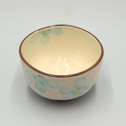 Japanese Matcha Bowl Blue Sakura Mino Ware Handcrafted Chawan Tea Ceremony Made in Japan