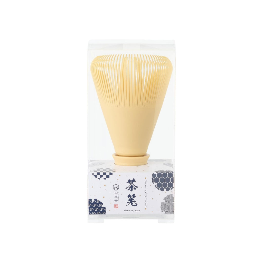 Japanese Tea Whisk, Made in Japan, 100 Stems, White Bamboo Color, Unbreakable Resin, Ideal for Tea Ceremony Practice and Matcha Lattes