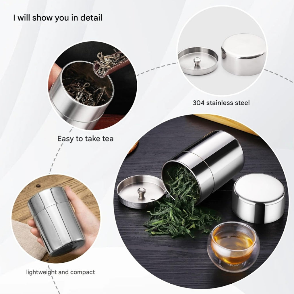 Liroyal Tea Canister Storage Container 400ml Canister for Tea, Coffee, and Black Tea, Stainless Steel, Good Sealing, Light Blocking, Preserves Freshness, Dishwasher Safe, Gift