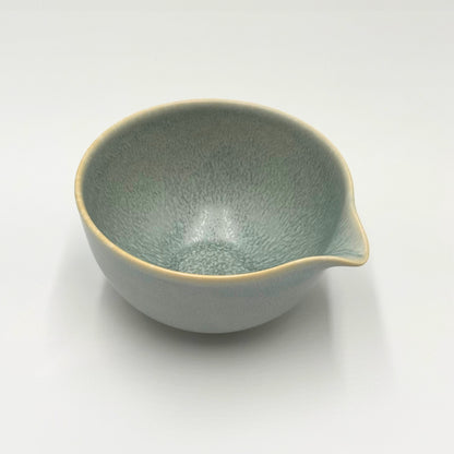Japanese Mino Ware Green Crystal Katakuchi Matcha Bowl Handcrafted Ceramic Tea Bowl Made in Japan