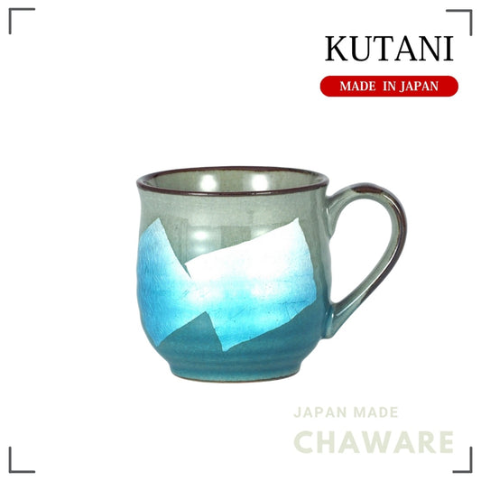 Kutani Ware Mug – Silver Accent Light Blue Design | Made in Japan