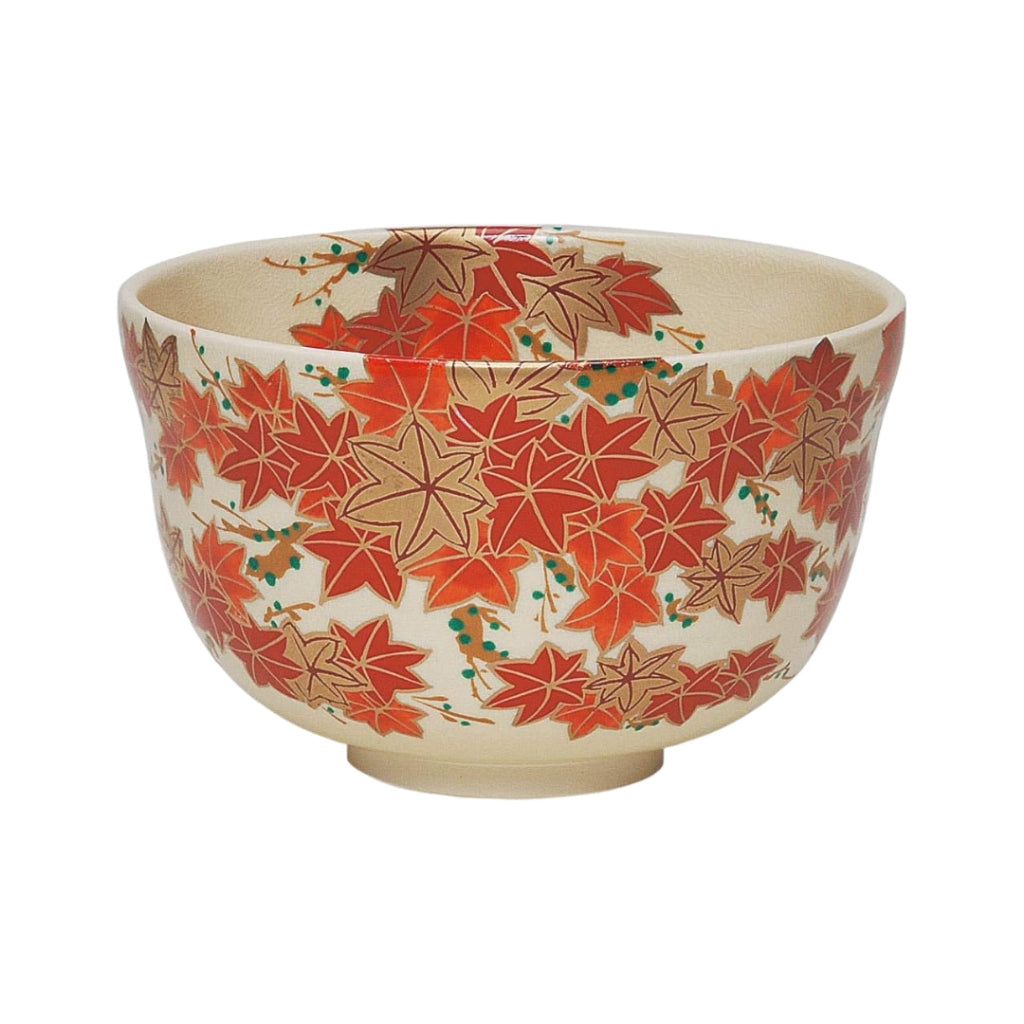 Miyachi Eikou Matcha Bowl White Size: Diameter 12.4 cm x Height 7.8 cm Kinkei Maple Comes in a Decorative Box