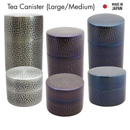 Shinkodo Made in Japan Pure Copper Tea Canister (Large/Medium) with Hammered Finish and Gift Wrapping Available