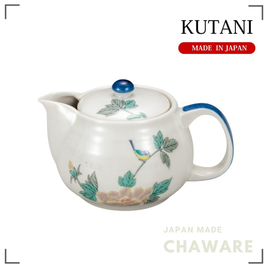 Kutani Ware Teapot Kyusu Little Bird Design Hand-Painted Japanese Ceramic Pot Made in Japan
