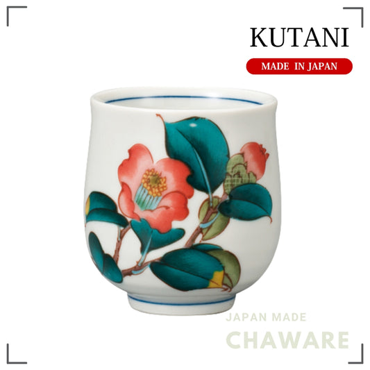 Kutani Ware Yunomi Tea Cup – Winter Camellia (December) | Made in Japan