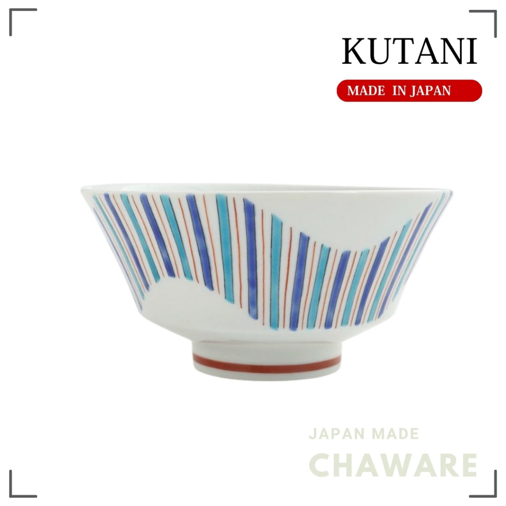 Kutani Ware Donburi Bowl Tokusa Stripe Pattern | Made in Japan