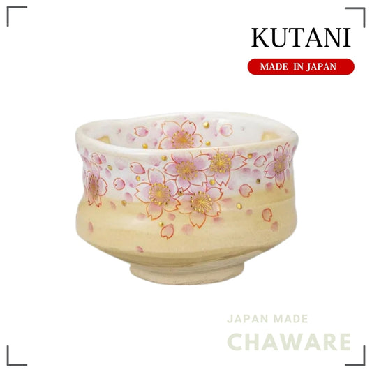 Kutani Ware Matcha Bowl Gold Cherry Blossom Design | Made in Japan
