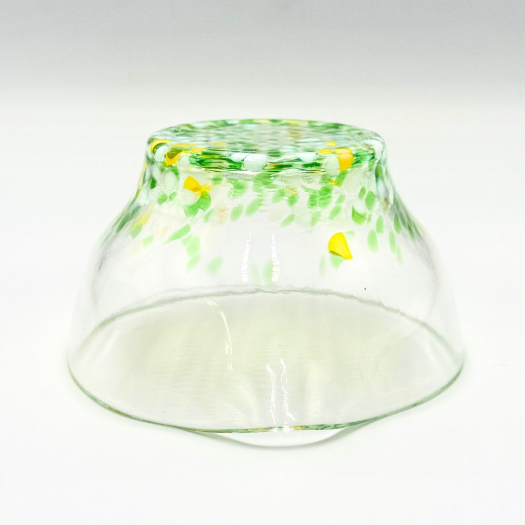 Matsugaoka Glass Katakuchi Matcha Bowl Wakakusa | Handmade Japanese Tea Chawan 380cc
