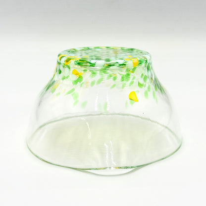 Matsugaoka Glass Katakuchi Matcha Bowl Wakakusa | Handmade Japanese Tea Chawan 380cc