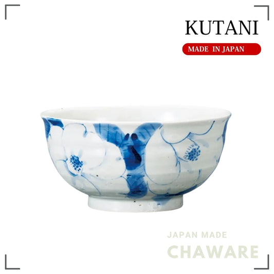 Kutani Ware Medium Bowl White Camellia Design | Made in Japan