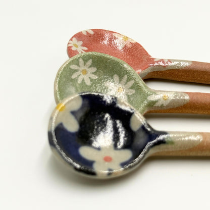Mino Bunzan Floral Ceramic Spoon | Japanese Mino Yaki Pottery Tableware 11.2cm