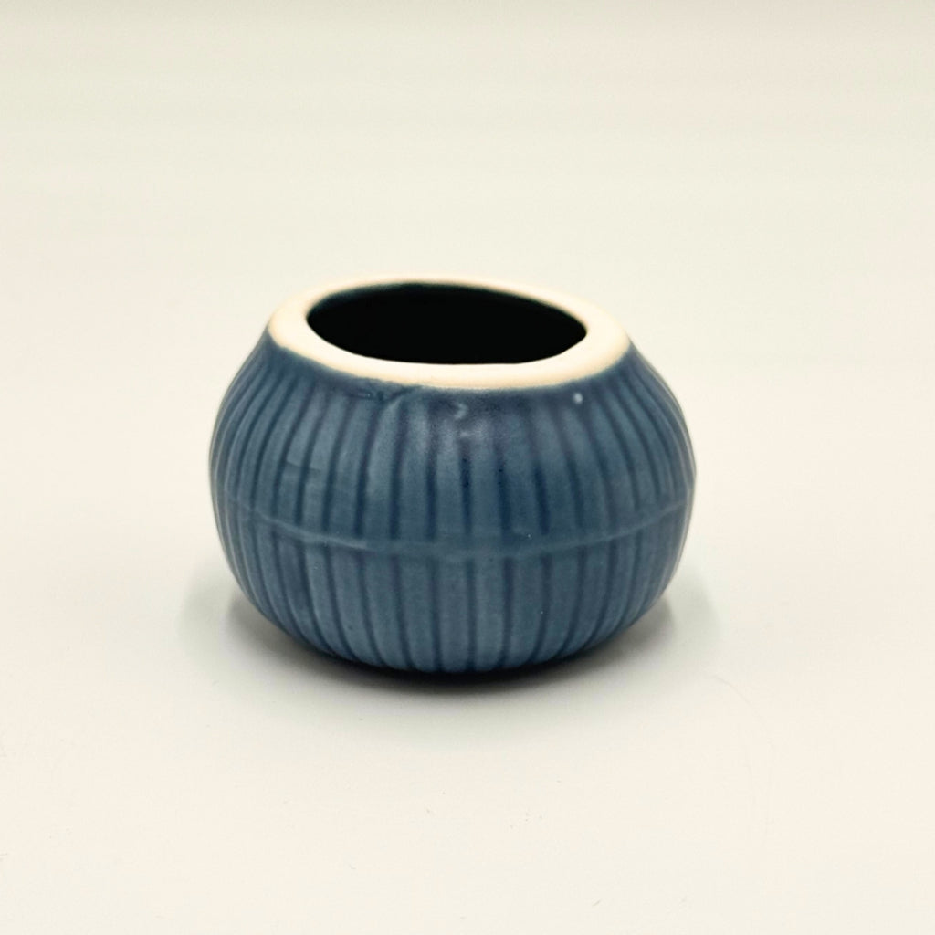 Japanese Mino Ware Navy Chasen Stand Holder Matcha Whisk Reshaper Ceramic Tea Accessory