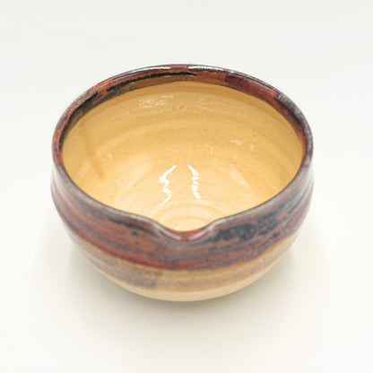 SAI-KATAKUCHI Amber Matcha Bowl 600ml Mino Ware Handcrafted Japanese Ceramic Pouring Tea Bowl