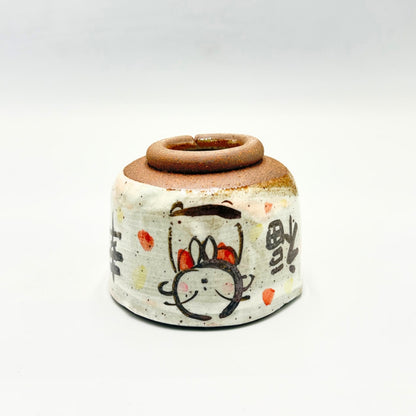 Japanese Jizo Handmade Mini Matcha Bowl Mino Ware Ceramic Tea Cup Made in Japan