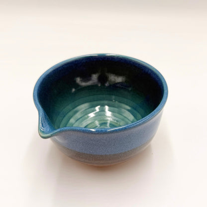 Japanese Mino Ware Blue Glaze Katakuchi Matcha Bowl Handcrafted Ceramic Tea Cup 13.7cm