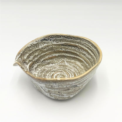Japanese Mino Ware Yuzu White Katakuchi Matcha Bowl Handcrafted Ceramic Tea Bowl Made in Japan