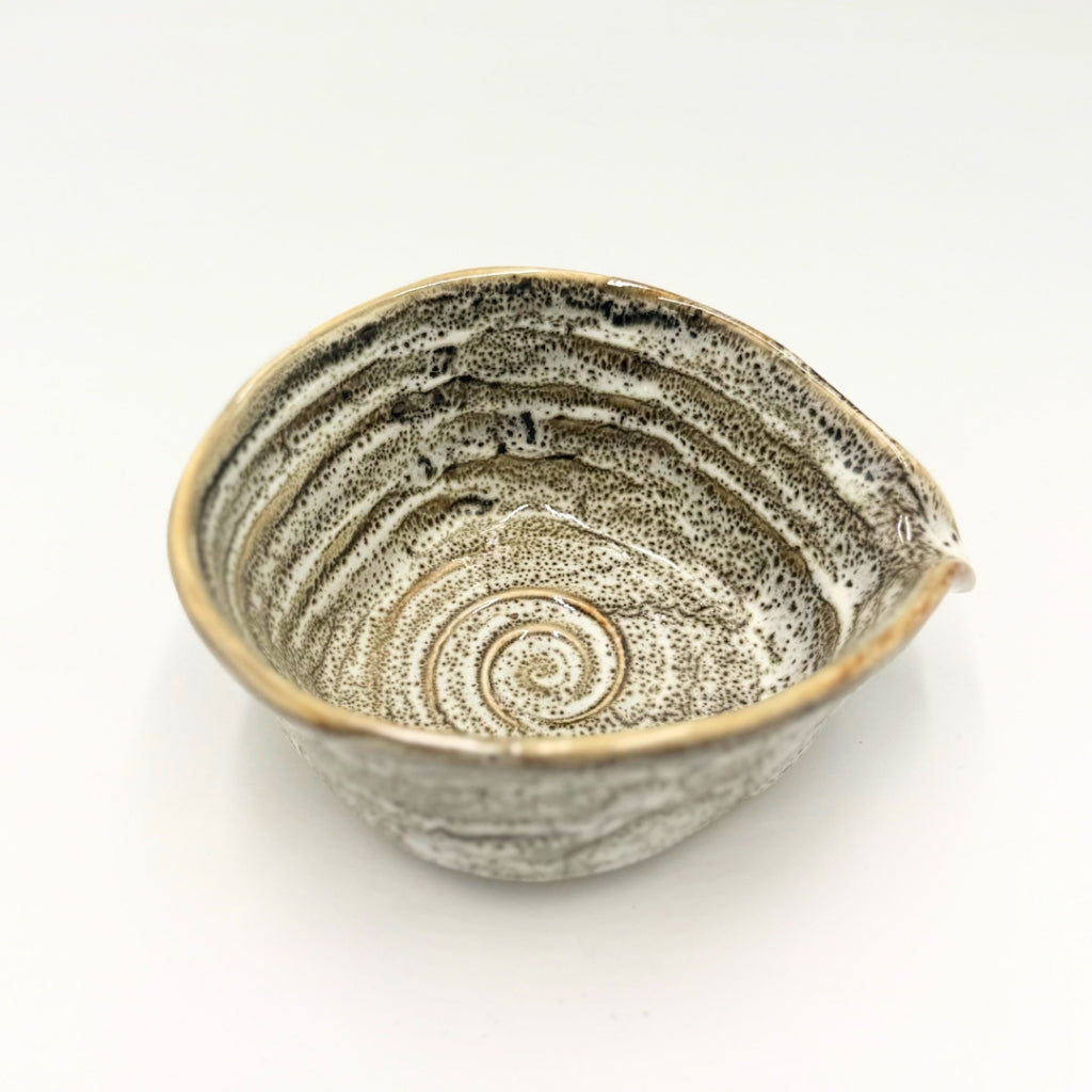 Japanese Mino Ware Yuzu White Katakuchi Matcha Bowl Handcrafted Ceramic Tea Bowl Made in Japan