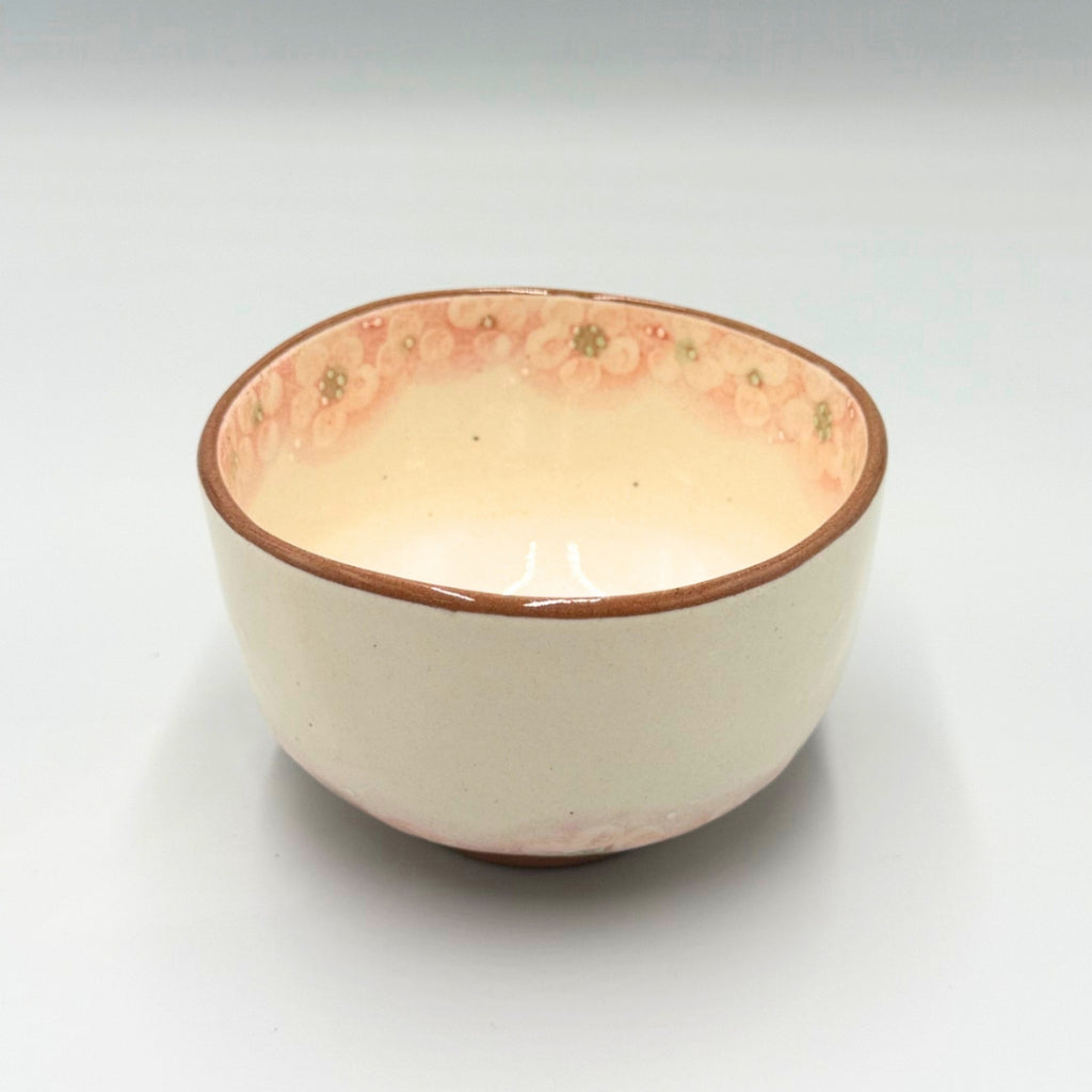 Japanese Matcha Bowl Ohanabatake Pink Mino Ware Chawan Handcrafted Ceramic Tea Bowl Made in Japan