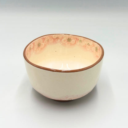 Japanese Matcha Bowl Ohanabatake Pink Mino Ware Chawan Handcrafted Ceramic Tea Bowl Made in Japan
