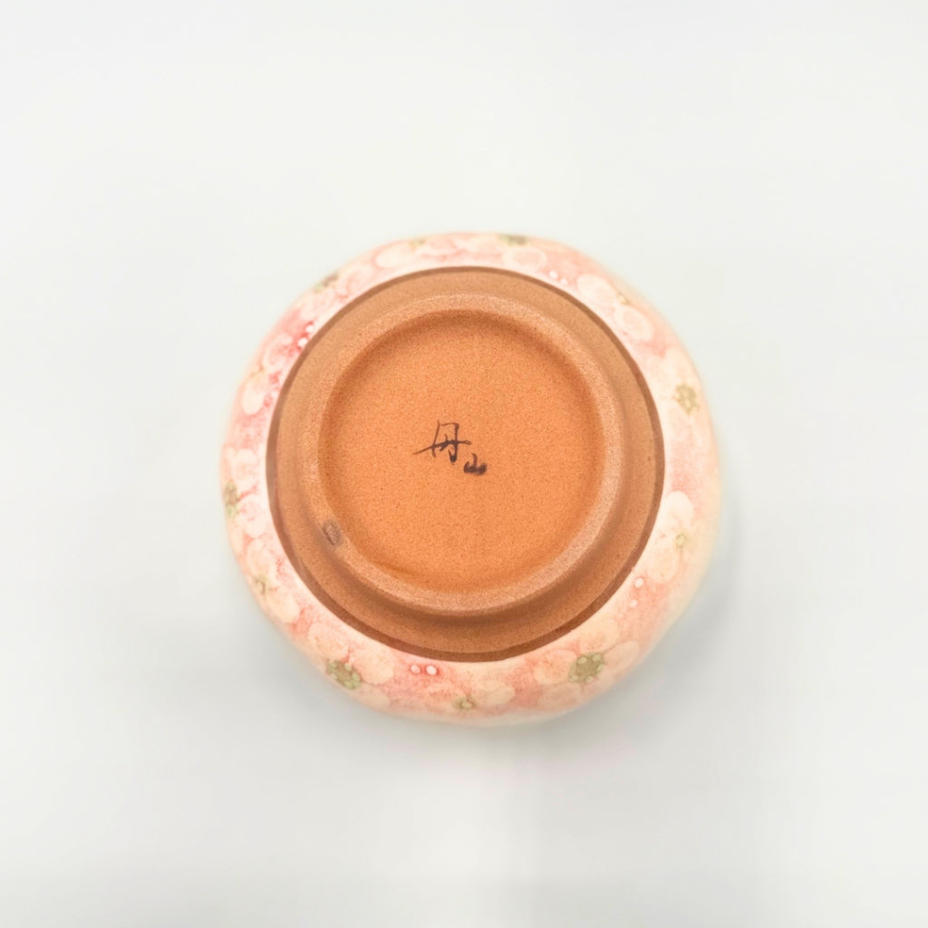 Japanese Matcha Bowl Ohanabatake Pink Mino Ware Chawan Handcrafted Ceramic Tea Bowl Made in Japan