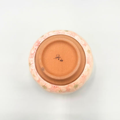 Japanese Matcha Bowl Ohanabatake Pink Mino Ware Chawan Handcrafted Ceramic Tea Bowl Made in Japan