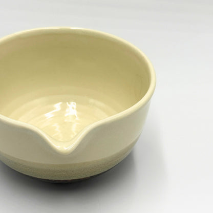 Japanese Mino Ware White Glaze Katakuchi Matcha Bowl Handcrafted Ceramic Tea Cup Made in Japan