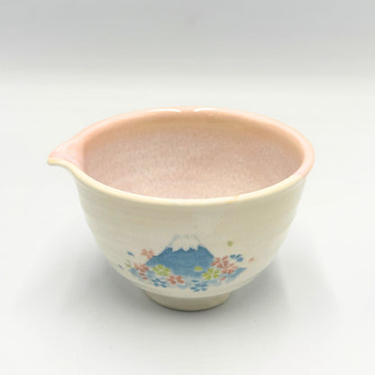 Japanese Mino Ware Matcha Bowl Mt Fuji Design Handmade Pouring Spout Tea Ceremony Latte Art