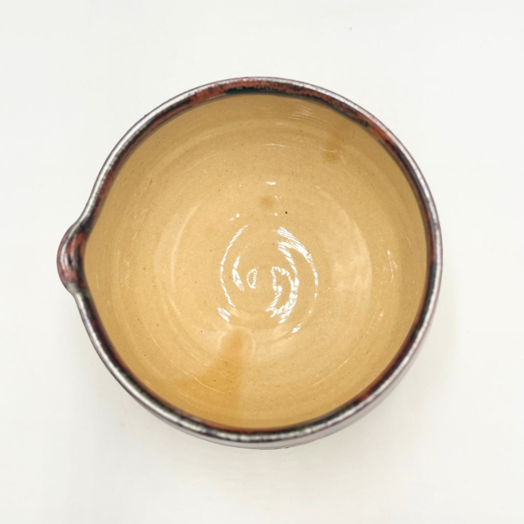 SAI-KATAKUCHI Amber Matcha Bowl 600ml Mino Ware Handcrafted Japanese Ceramic Pouring Tea Bowl