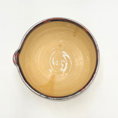 SAI-KATAKUCHI Amber Matcha Bowl 600ml Mino Ware Handcrafted Japanese Ceramic Pouring Tea Bowl