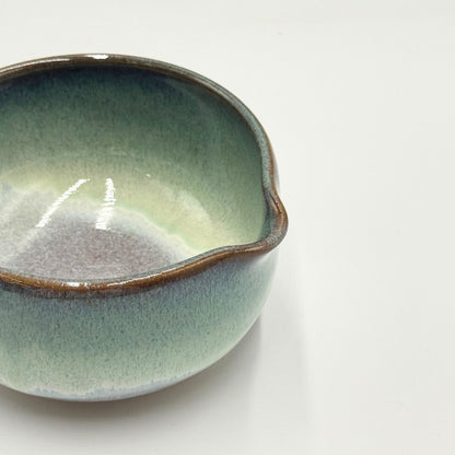 Japanese Handmade Matcha Bowl Katakuchi Pouring Bowl Emerald Flow SUIRYU Ceramic 350ml Made in Japan