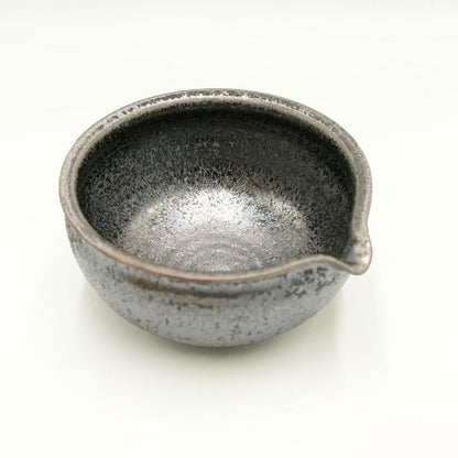 Tokoname Japanese Matcha Bowl Katakuchi Black Crystal Glaze Ceramic Tea Bowl 570cc Made in Japan