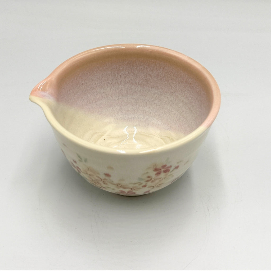Japanese Mino Ware Sakura Matcha Bowl Set 5pcs Chasen Whisk Chashaku Sieve Handmade Tea Ceremony
