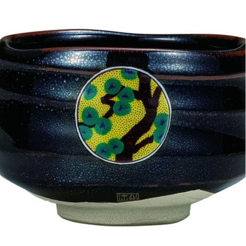 Kutani Ware Matcha Bowl Sho-Chiku-Bai Pine Bamboo Plum Japanese Ceramic Tea Cup Handcrafted Japan