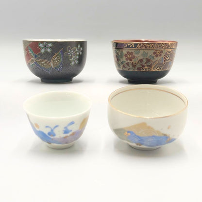 Japanese Ceramic 3-Piece Set: Mino Ware, Kutani Ware, Traditional Pottery Teacups (Random Assortment)