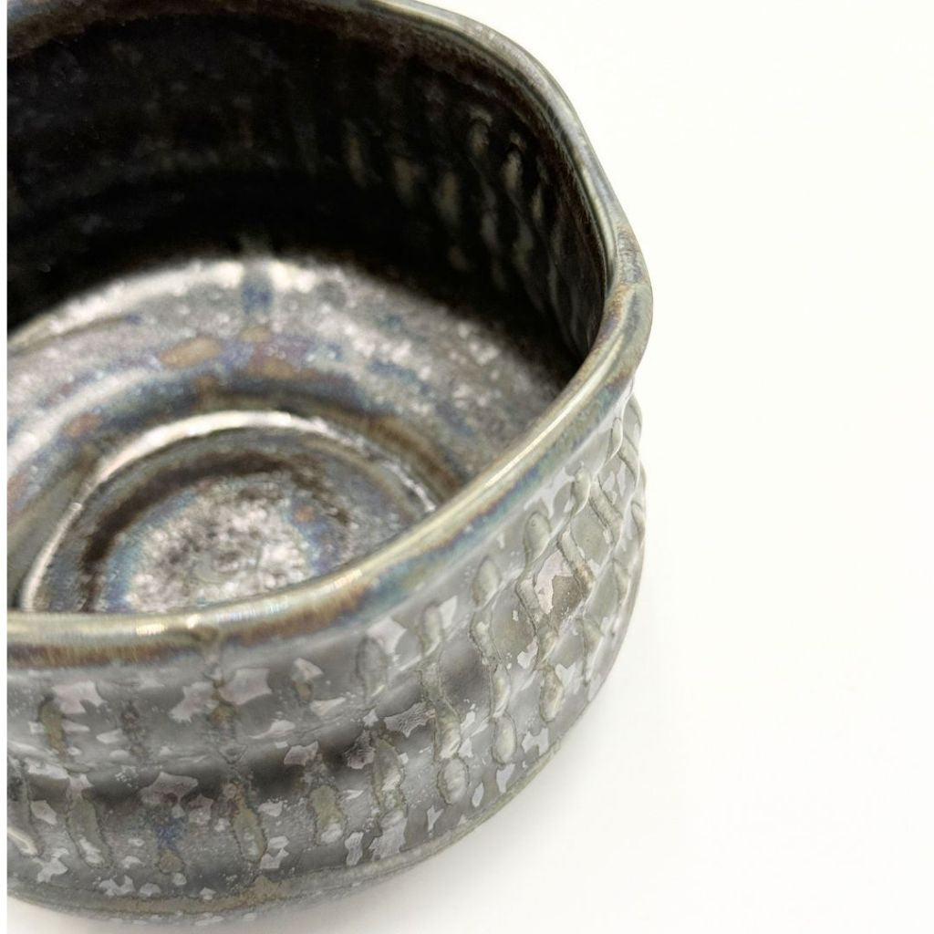 Mino Yaki Silver Glaze Matcha Bowl Japanese Ceramic Tea Cup Chawan Made in Japan