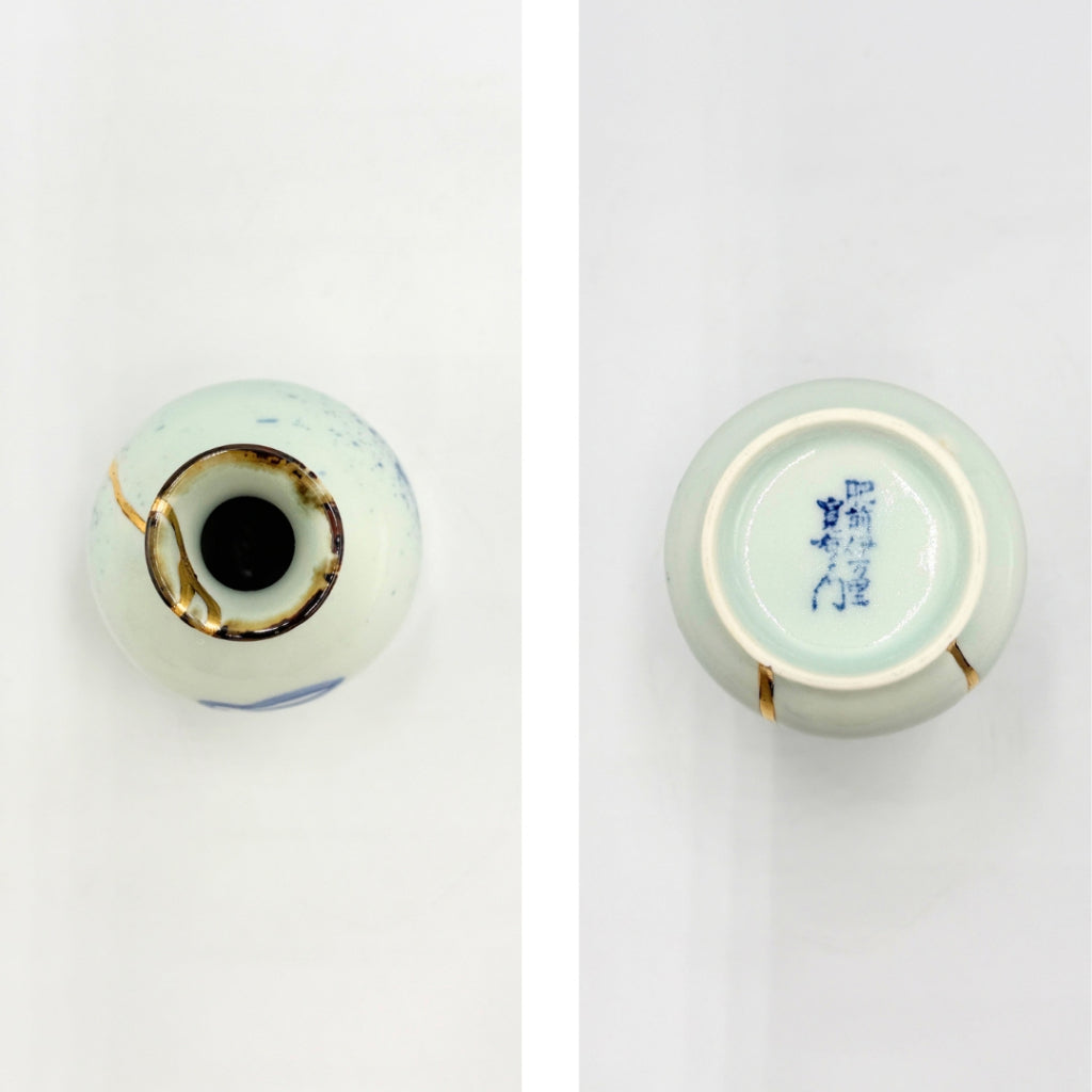 Imari Ware Kintsugi Sake Set Gold Line Rabbit Design Japanese Porcelain Gift Set