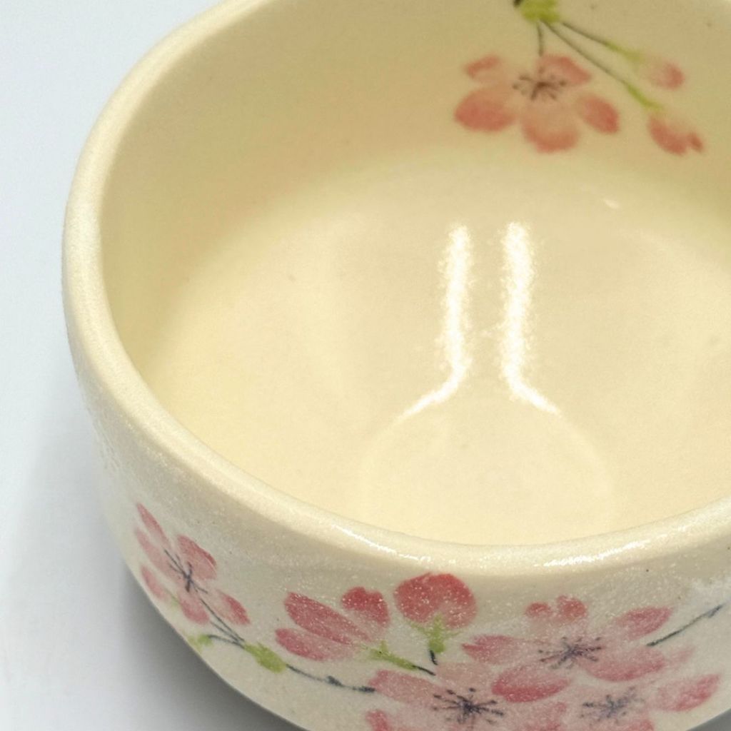 Shiroyama Sakura Mini Matcha Bowl Mino Ware Japanese Ceramic Tea Cup Handcrafted in Japan