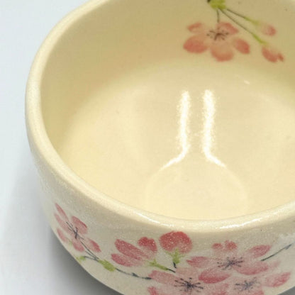 Shiroyama Sakura Mini Matcha Bowl Mino Ware Japanese Ceramic Tea Cup Handcrafted in Japan