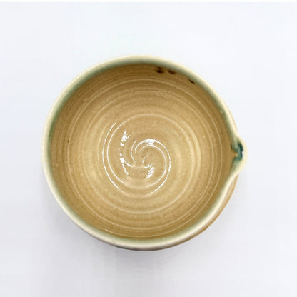Japanese Mino Yaki Matcha Bowl Suisui Green Katakuchi Pouring Lip Porcelain 600ml